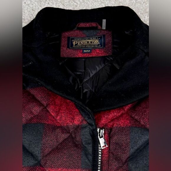 Pendleton Buffalo Check Collared Quilted Mid Length Down Coat EUC! - Picture 7 of 14